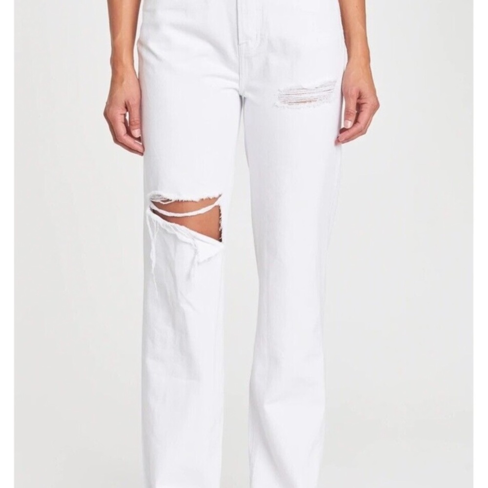 Pistola Cassie Super High Rise White Distressed Jeans